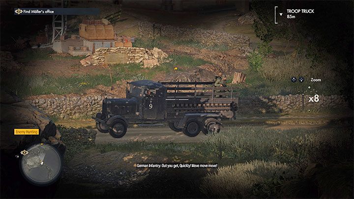 Niezależnie od wybranej metody zbliżenia się do chateau musicie uważać na pojazdy podróżujące głównymi drogami - Sniper Elite 5: Infiltracja chateau i odnalezienie biura Mollera (misja 2) - solucja, opis przejścia - Sniper Elite 5 - poradnik do gry