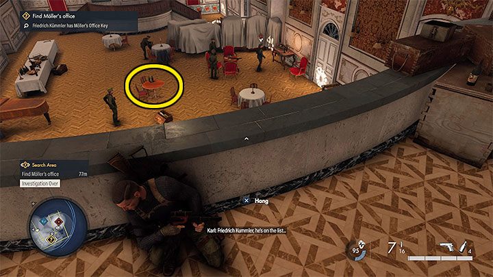 Przejdźcie trochę na północ żeby docelowo znaleźć się nad salą balową - Sniper Elite 5: Cel z listy misji 2, Friedrich Kummler - solucja, opis przejścia - Sniper Elite 5 - poradnik do gry