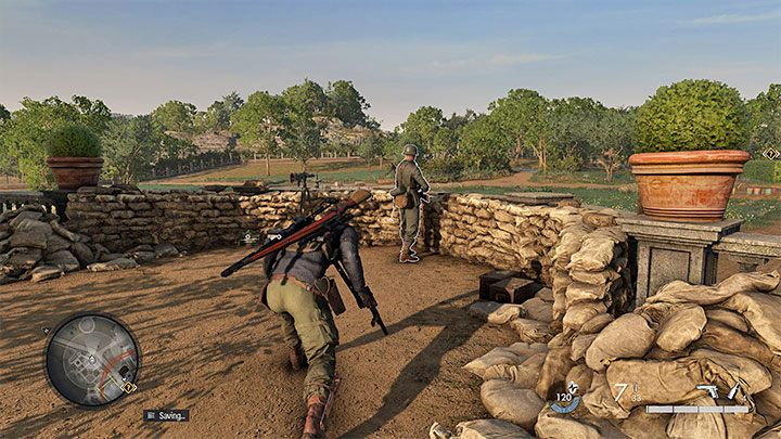 Podczas skradania się możecie nie tylko omijać przeciwników, ale też szukać okazji do zakradania się do wrogów od tyłu i wykonywania powaleń (takedowns) - Sniper Elite 5: Skradanie się - podstawy rozgrywki - Sniper Elite 5 - poradnik do gry