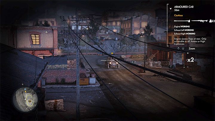 Środkową częśc mapy patroluje wrogi pojazd opancerzony i unikanie go może być kłopotliwe - Sniper Elite 5: Mapa misji 4 (Wojenna fabryka) oraz opis lokacji - Sniper Elite 5 - poradnik do gry