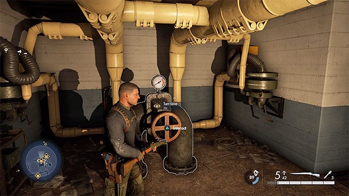 Musicie dotrzeć do 2 zaworów - zbadajcie korytarze pod centrum dowodzenia w tajnym ośrodku - Sniper Elite 5: Zniszczenie prototypu Krakena (misja 5) - solucja, opis przejścia - Sniper Elite 5 - poradnik do gry