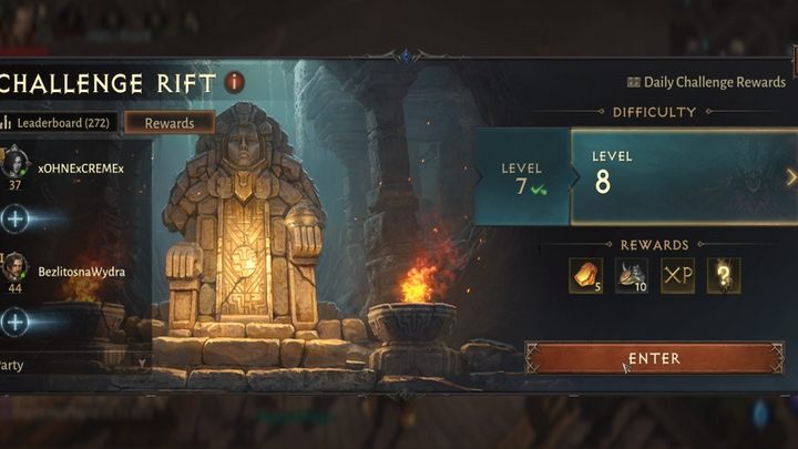 Każdy poziom możecie ukończyć tylko raz i otrzymać jednorazową nagrodę - Diablo Immortal: Szczelina wyzwań (Challenge Rift) - Diablo Immortal - poradnik do gry