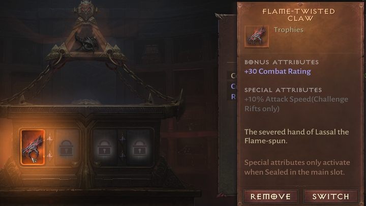 Pierwsze pokonanie bossa gwarantuje również zdobycie reliktu do Relikwiarza: Pazur Wykręcony Płomieniami (Flame-Twisted Claw) - Diablo Immortal: Lassal - boss, jak pokonać? - Diablo Immortal - poradnik do gry