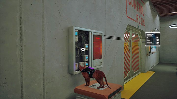 Podprowadźcie robota do lewego panelu i wskoczcie na niego - Stray: Pomieszczenie kontrolne (Control Room), rozdział 12 - solucja, opis przejścia, zakończenie - Stray - poradnik do gry