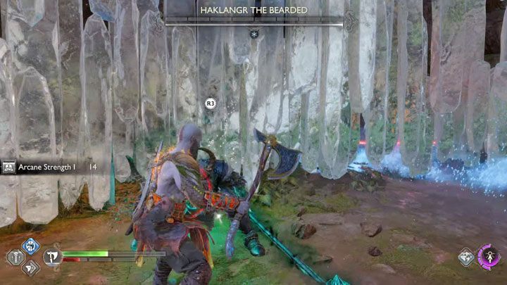 Po wyczerpaniu całego paska energii berserka pojawi się możliwość odpalenia egzekucji - wciśnijcie R3 - God of War Ragnarok: Jak pokonać berserka Haklangr Brodaty (Haklangr the Bearded)? - God of War Ragnarok - poradnik do gry