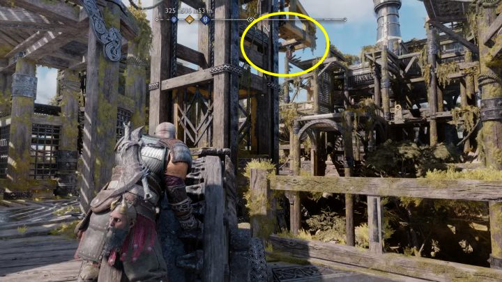 Będąc na dole złapcie za uchwyt i podnieście platformę do góry - God of War Ragnarok: Platforma Althjofa (Althjofs Rig), Svartalfheim - sekrety, znajdźki - God of War Ragnarok - poradnik do gry
