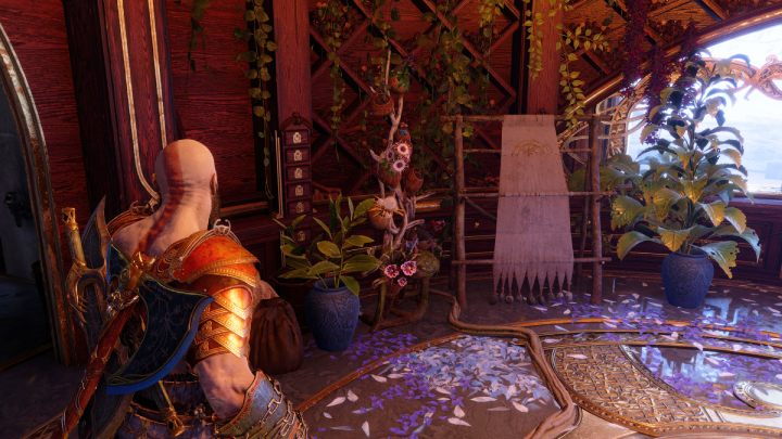 Wszystkie zgromadzone rośliny będą w domu Sindriego, w pomieszczeniu, w którym Freja pielęgnuje swoje kwiaty - God of War Ragnarok: Rozkwit dziewięciu światów (Nine Realms in Bloom) - solucja, opis przejścia - God of War Ragnarok - poradnik do gry