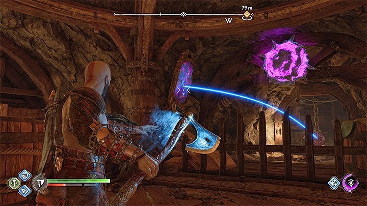 Dopiero teraz puśćcie łańcuch (dzięki użyciu pieczęci efekt zamrożenia nadal działa) i podejdźcie do zamrożonego obiektu - God of War Ragnarok: Odmienić los (Forging Destiny) - solucja, opis przejścia - God of War Ragnarok - poradnik do gry