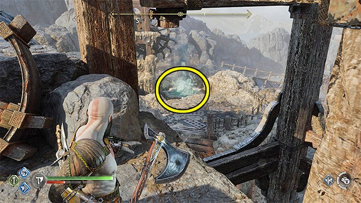 Obróćcie się po wyjściu z windy w prawo - wdrapcie się na najwyższą półkę - God of War Ragnarok: Odmienić los (Forging Destiny) - solucja, opis przejścia - God of War Ragnarok - poradnik do gry
