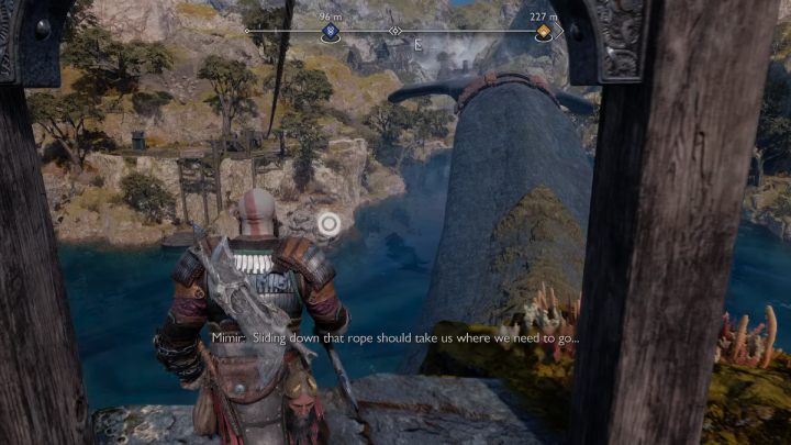 Gdy dotrzecie na górę, pokonajcie wszystkich wrogów i przetnijcie metalowy element - God of War Ragnarok: Jak uwolnić płetwy i ogon Lyngbakra? - łańcuchy - God of War Ragnarok - poradnik do gry