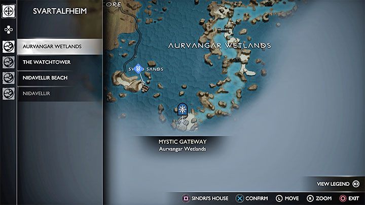 Powróćcie do mistycznej bramy i jako cel podróży wybierzcie bramę Mokradła Aurvangar ze Svartalfheim - God of War Ragnarok: Ukryte zakończenie (Pogrzeb wikinga) - solucja, opis przejścia - God of War Ragnarok - poradnik do gry