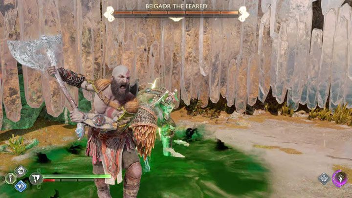 Walkę rozegracie na arenie o ograniczonej wielkości i musicie to brać pod uwagę, bo ogranicza to w znacznym stopniu poleganie na atakach dystansowych - God of War Ragnarok: Jak pokonać berserka Beigadr Straszny (Beigadr the Feared)? - God of War Ragnarok - poradnik do gry