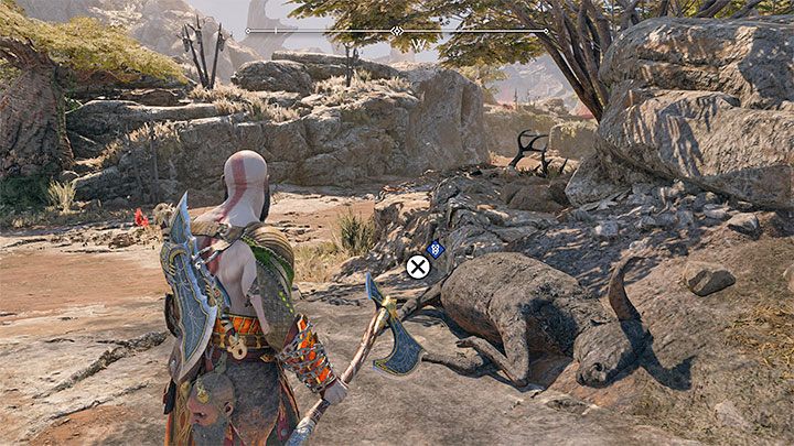 To poboczne zadanie rozpoczniecie badając dowolne zwłoki zwierzęcia w zachodniej części regionu (przykładowe miejsce na obrazku) - God of War Ragnarok: Równiny (The Plains), Vanaheim - sekrety, znajdźki - God of War Ragnarok - poradnik do gry
