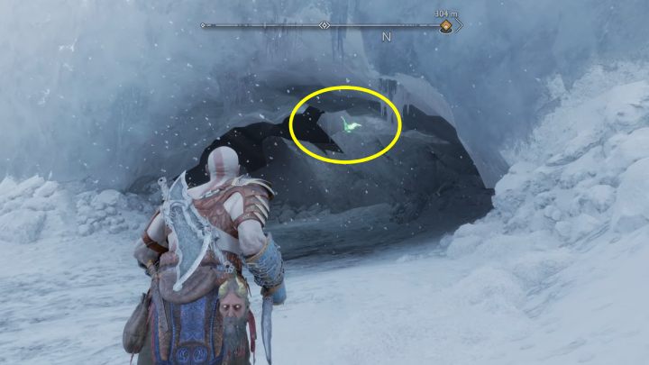 Ptak chowa się w małej lodowej jaskini - God of War Ragnarok: Jezioro Dziewięciu (Lake of Nine), Midgard - serkety, znajdźki - God of War Ragnarok - poradnik do gry