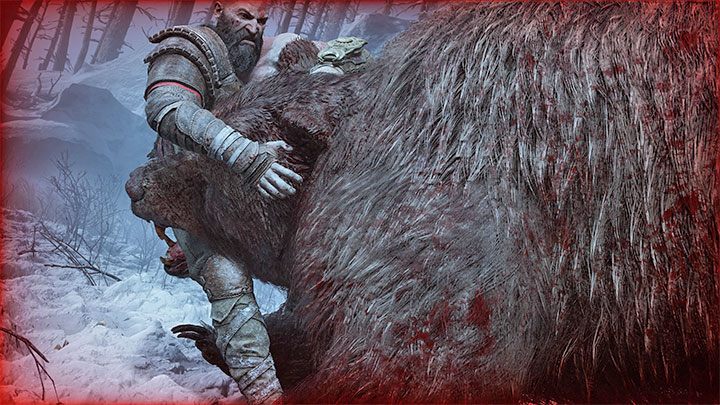 Nie przejmujcie się czerwoną otoczką, bo Kratosowi już nic nie zagraża - God of War Ragnarok: Jak pokonać Niedźwiedzia Bjorn? - God of War Ragnarok - poradnik do gry