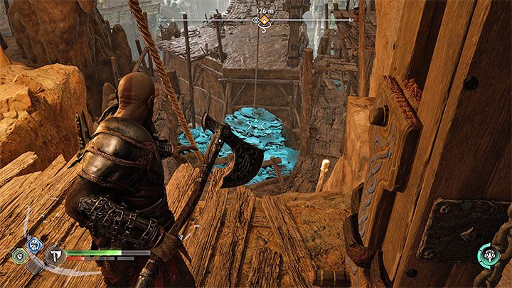 Podczas przemarszu poproście Atreusa o trafienie w wiszący kosz z zielonymi obiektami - God of War Ragnarok: Na ratunek Tyrowi (The Quest for Tyr) - solucja, opis przejścia - God of War Ragnarok - poradnik do gry