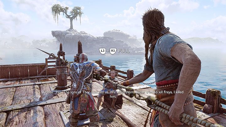 Pokonajcie potwory i dotrzyjcie do przeprawy promowej - God of War Ragnarok: Na ratunek Tyrowi (The Quest for Tyr) - solucja, opis przejścia - God of War Ragnarok - poradnik do gry