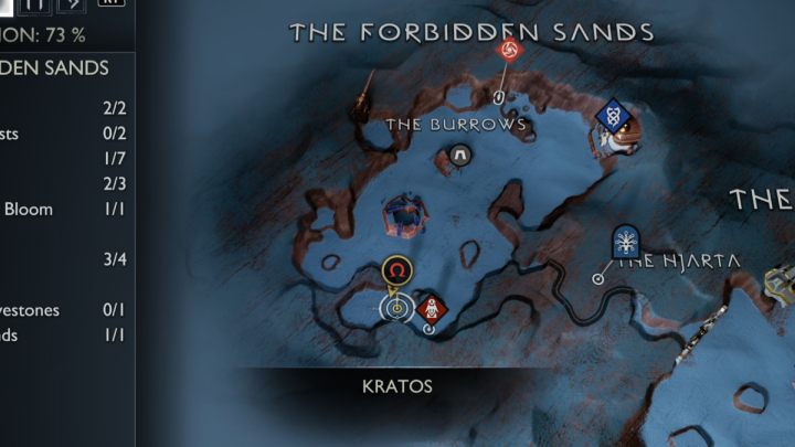 Pierwsza Legendarna skrzynia w Alfheim w Zakazanych Piaskach jest w jaskini, w południowej części tego regionu - God of War Ragnarok: Zakazane Piaski (The Forbidden Sands), Alfheim - sekrety, znajdźki - God of War Ragnarok - poradnik do gry