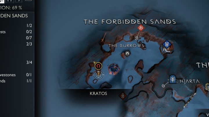 Pierwsza Wiedza o świecie w Alfheim w Zakazanych Piaskach jest w zachodniej części regionu - God of War Ragnarok: Zakazane Piaski (The Forbidden Sands), Alfheim - sekrety, znajdźki - God of War Ragnarok - poradnik do gry