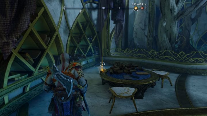 Zwój znajduje się na stole po lewej stronie posągu w głównej sali - God of War Ragnarok: Zakazane Piaski (The Forbidden Sands), Alfheim - sekrety, znajdźki - God of War Ragnarok - poradnik do gry