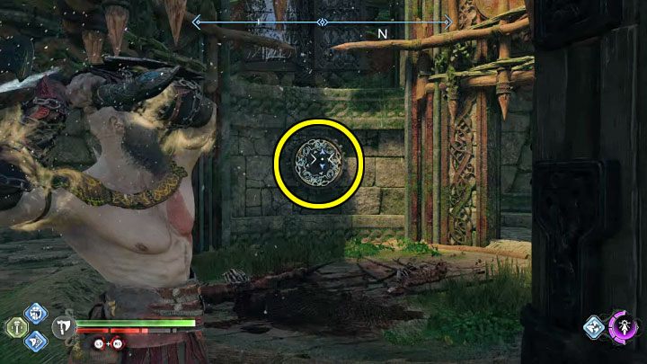 Szybko przywołajcie topór i rzućcie nim w okrągły mechanizm z obrazka - God of War Ragnarok: Szlak zniszczenia (Path of Destruction) - solucja, opis przejścia - God of War Ragnarok - poradnik do gry