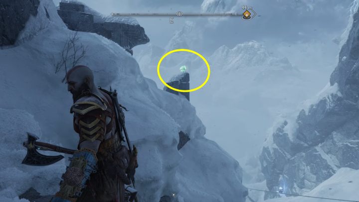 Po wspięciu się na samą górę, ptak będzie siedział na kamieniu po prawej stronie - God of War Ragnarok: Studnia Urd (Well of Urd) - sekrety, znajdźki, Midgard - God of War Ragnarok - poradnik do gry