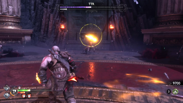 Gdy poziom zdrowia przeciwnika spadnie do 50%, na arenie pojawi się Centaur i pomniejsi przeciwnicy, którzy wesprą Tyra w tym pojedynku - God of War Ragnarok Valhalla: Tyr - God of War Ragnarok - poradnik do gry