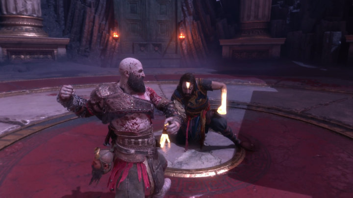 Dalsza walka będzie przebiegać w taki sam sposób jak pierwsza faza tego pojedynku - God of War Ragnarok Valhalla: Tyr - God of War Ragnarok - poradnik do gry