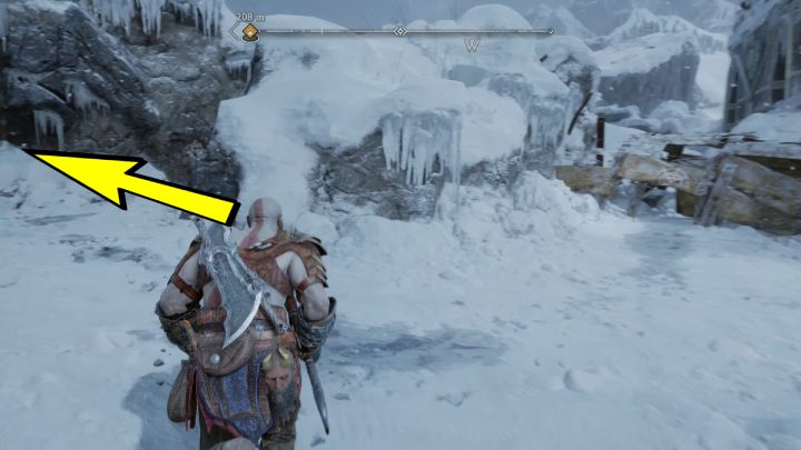 Aby się tam dostać musicie przeskoczyć nad oznaczoną belką - God of War Ragnarok: Wybrzeże Dziewięciu (Shores of Nine), Midgard - sekrety, znajdźki - God of War Ragnarok - poradnik do gry