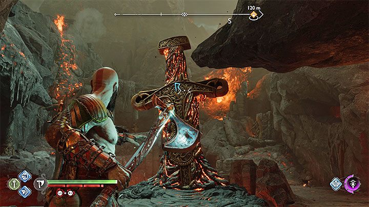 Po dotarciu do Tygla możecie zająć się odnajdywaniem miejsc rozpoczynania wyzwań - przykładowe pokazuje obrazek - God of War Ragnarok: Jak odblokować wyzwania Tygla (Crucible) w Muspelheim? - God of War Ragnarok - poradnik do gry