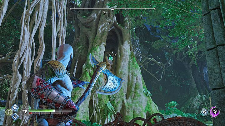 Kruk ukrywa się wewnątrz wielkiego drzewa w wiosce - God of War Ragnarok: Opuszczona wioska (The Abandoned Village), Vanaheim - sekrety, znajdźki - God of War Ragnarok - poradnik do gry