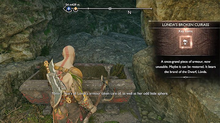 Za barykadą jest czerwona skrzynia z uszkodzonym fragmentem pancerza - God of War Ragnarok: Zaginiony pancerz Lundy (Lundas Lost Armour) - 3 części pancerza w Vanaheim - God of War Ragnarok - poradnik do gry
