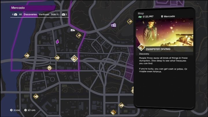 Aktywność Śmiecionurek znajduje się we wschodniej części dzielnicy Mercado - Saints Row 2022: Odkrycia (Mercado) - lista i opisy aktywności - Saints Row - poradnik do gry