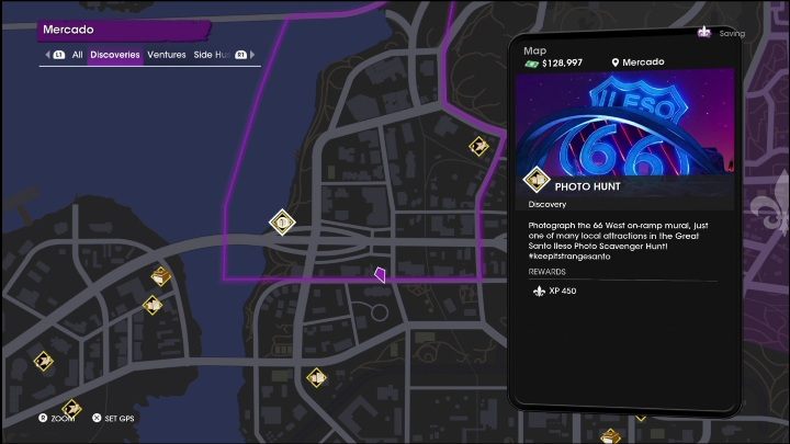 Ta aktywność Fotograficzne polowanie znajduje się w zachodniej części lokacji, zaraz przy brzegu zbiornika wodnego - Saints Row 2022: Odkrycia (Mercado) - lista i opisy aktywności - Saints Row - poradnik do gry