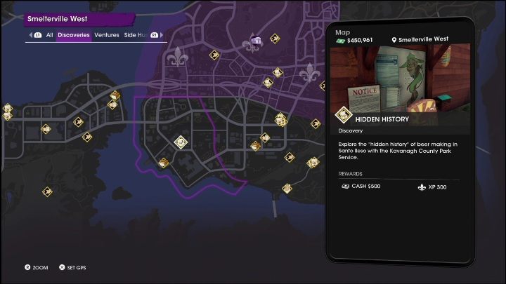 Aktywność Tajna historia znajduje się w centralnej części lokacji, na terenie dużego placu - Saints Row 2022: Odkrycia (Zachodnie Smelterville) - lista i opisy aktywności - Saints Row - poradnik do gry
