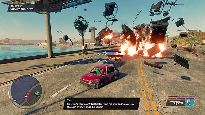 Kev rozpocznie przejazd w stronę osób odpowiedzialnych za aplikację Wanted - Saints Row 2022: Przejażdżka po pączki (Donut Run) - solucja, opis przejścia - Saints Row - poradnik do gry