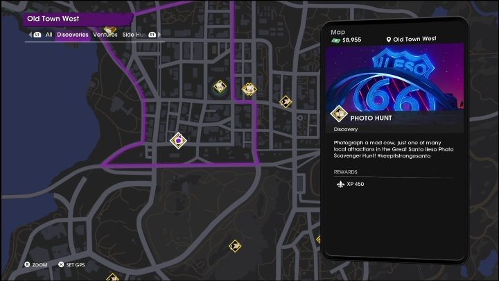Aktywność Fotograficzne polowanie znajduje się w południowej części dzielnicy Zachodnie Stare Miasto - Saints Row: Odkrycia (Zachodnie Stare Miasto) - lista i opisy aktywności - Saints Row - poradnik do gry