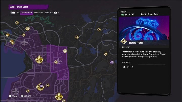 Ta aktywność Fotograficzne polowanie znajduje się w północnej części dzielnicy, przy granicy z Północną Pustynią Rojas - Saints Row 2022: Odkrycia (Wschodnie Stare Miasto) - lista i opisy aktywności - Saints Row - poradnik do gry
