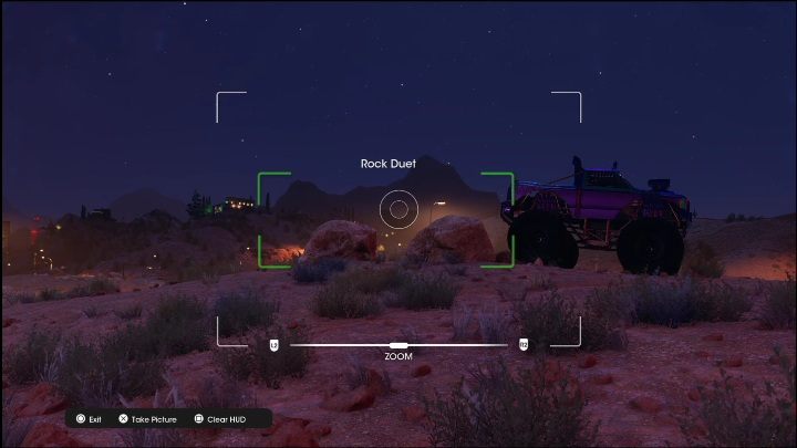 Aby otrzymać wyznaczoną nagrodę musicie zrobić zdjęcie dwóch skał stojących obok drogi wyjazdowej do Północnej Pustyni Rojas - Saints Row 2022: Odkrycia (Wschodnie Stare Miasto) - lista i opisy aktywności - Saints Row - poradnik do gry