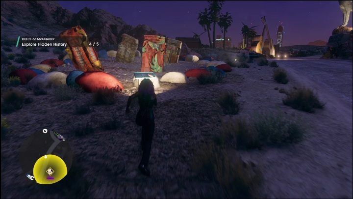 Ostatni element znajduje się przy kolorowych kamieniach, zaraz głównej drodze - Saints Row 2022: Odkrycia (Południowe Pustkowia) - lista i opisy aktywności - Saints Row - poradnik do gry