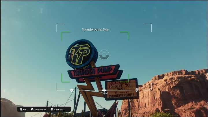 Waszym zadaniem jest zrobienie zdjęcia znaku Thunderpump, za który otrzymacie 450 XP w nagrodę - Saints Row 2022: Odkrycia (Północna pustynia Rojas) - lista i opisy aktywności - Saints Row - poradnik do gry