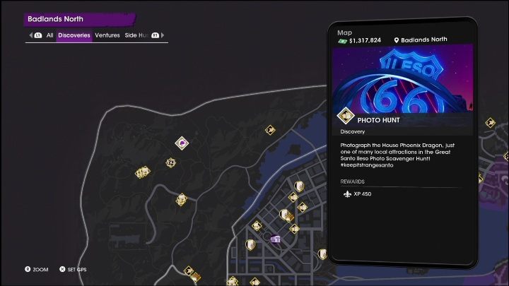 Aktywność Fotograficzne polowanie znajduje się w północnej części lokacji, zaraz obok aktywności Zagubione Koła i 4 palet z narkotykami - Saints Row 2022: Odkrycia (Północne Pustkowia) - lista i opisy aktywności - Saints Row - poradnik do gry
