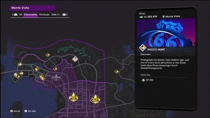 Aktywność znajduje się w południowo wschodniej części dzielnicy, zaraz przy głównej drodze biegnącej przez tę lokację - Saints Row 2022: Odkrycia (Monte Vista) - lista i opisy aktywności - Saints Row - poradnik do gry
