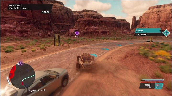 W południowo wschodniej części lokacji dotrzecie do zleceniodawcy, który potrzebuje Waszej pomocy - Saints Row 2022: Skoki na boku (Południowa pustynia Rojas) - lista i opisy aktywności - Saints Row - poradnik do gry