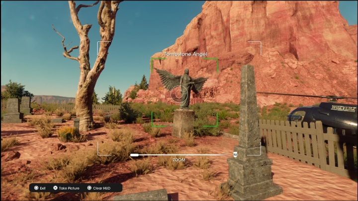 Aby otrzymać wyznaczoną nagrodę musicie zrobić zdjęcie posągu anioła umieszczonego na niewielkim cmentarzu - Saints Row 2022: Odkrycia (Południowa pustynia Rojas) - lista i opisy aktywności - Saints Row - poradnik do gry