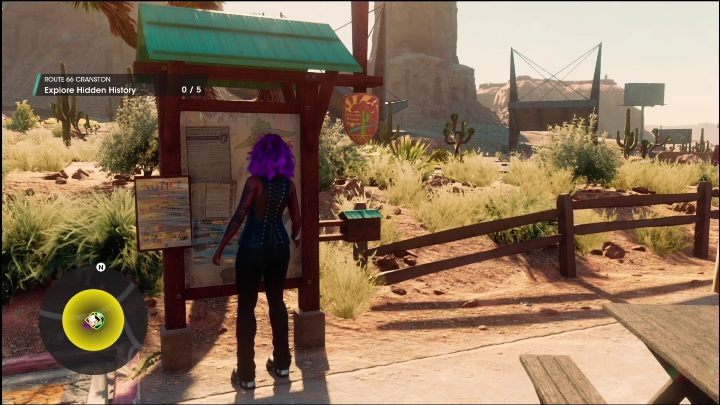 Tajna historia rozpocznie się, gdy klikniecie przycisk na tablicy startowej, zaraz przed punktem turystycznym - Saints Row 2022: Odkrycia (Południowa pustynia Rojas) - lista i opisy aktywności - Saints Row - poradnik do gry