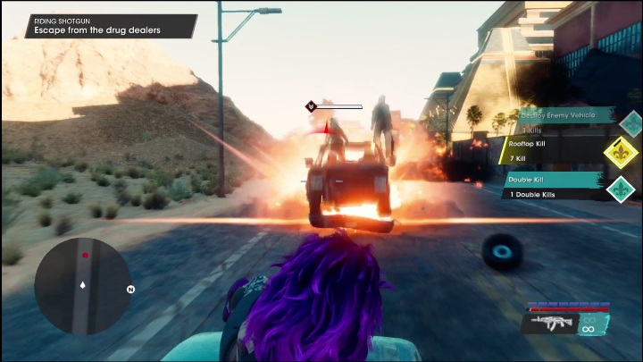 W centralnej części lokacji znajdziecie zleceniodawcę od aktywności pobocznej - Jazda ze strzelbą - Saints Row 2022: Skoki na boku (El Dorado) - lista i opisy aktywności - Saints Row - poradnik do gry