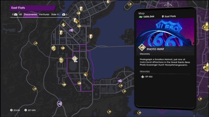 Aktywność Fotograficzne polowanie znajduje się w północno zachodniej części dzielnicy - Saints Row 2022: Odkrycia (Wschodnie Flats) - lista i opisy aktywności - Saints Row - poradnik do gry