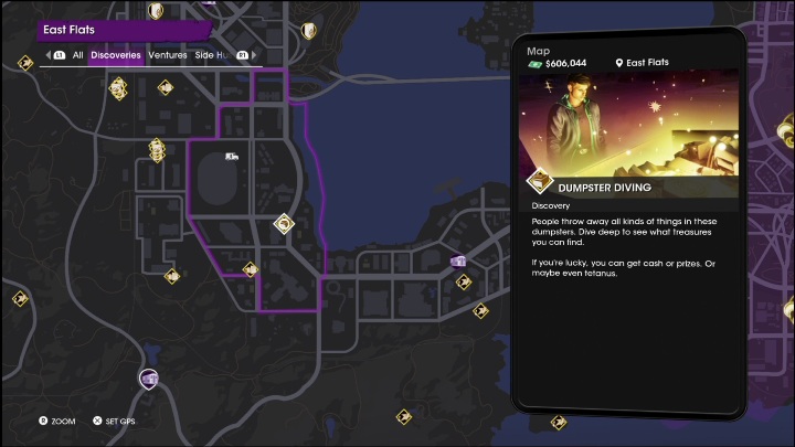 Aktywność Śmiecionurek znajduje się we wschodniej części dzielnicy - Saints Row 2022: Odkrycia (Wschodnie Flats) - lista i opisy aktywności - Saints Row - poradnik do gry