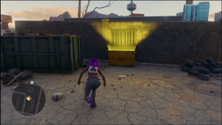 Aby zaliczyć tę aktywność musicie jedynie przeszukać świecący się na złoto śmietnik - Saints Row 2022: Odkrycia (Zachodnie Flats) - lista i opisy aktywności - Saints Row - poradnik do gry